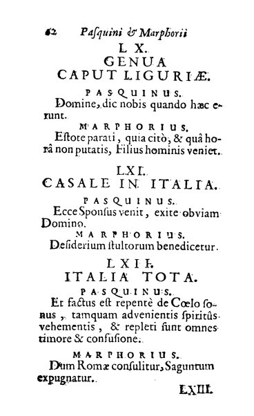 Pasquini et Marphorii curiosae interlocutiones, super praesentem orbis christiani statum publicatae in Romano capitolio anno 1683. Et Latinè ac Gallicè editae