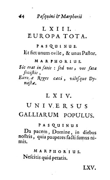 Pasquini et Marphorii curiosae interlocutiones, super praesentem orbis christiani statum publicatae in Romano capitolio anno 1683. Et Latinè ac Gallicè editae