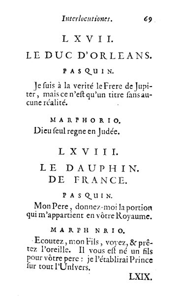 Pasquini et Marphorii curiosae interlocutiones, super praesentem orbis christiani statum publicatae in Romano capitolio anno 1683. Et Latinè ac Gallicè editae