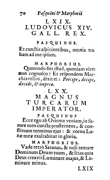 Pasquini et Marphorii curiosae interlocutiones, super praesentem orbis christiani statum publicatae in Romano capitolio anno 1683. Et Latinè ac Gallicè editae