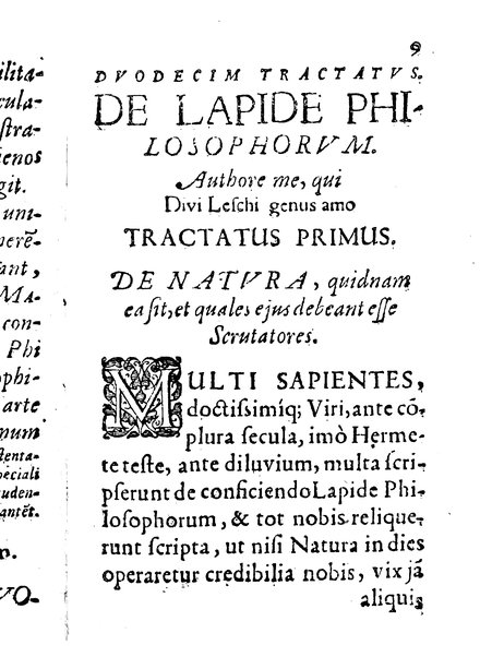 De lapide philosophorum tractatus duodecim, é naturae fonte, et manuali experientia deprompti autor sum, qui Divi Leschi Genus Amo