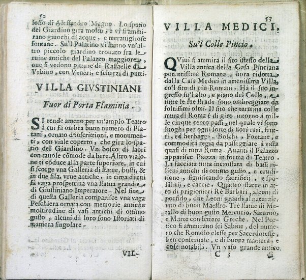 Viaggio curioso de' palazzi, e ville più notabili di Roma, di Pietro de' Sebastiani professore della lingua toscana, che dimostra le sudette cose