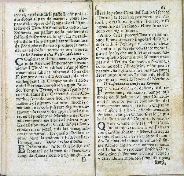 Viaggio curioso de' palazzi, e ville più notabili di Roma, di Pietro de' Sebastiani professore della lingua toscana, che dimostra le sudette cose