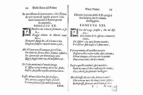 Delle rime del signor Giouanni Palma, tra gl'Infuriati academici napolitani l'Impaziente, prima, e seconda parte. Per pascolo degl'ingegni studiosi delle pure poesie toscane date alla luce nel mondo