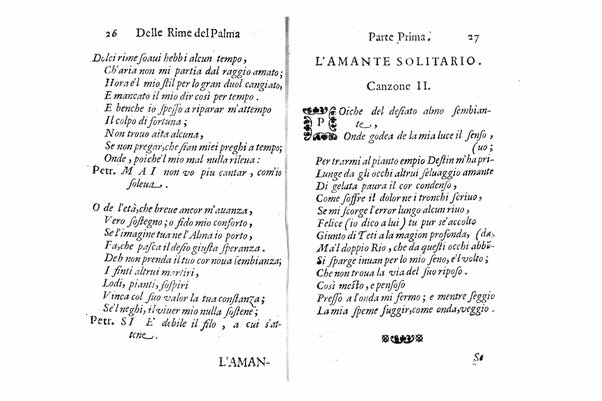 Delle rime del signor Giouanni Palma, tra gl'Infuriati academici napolitani l'Impaziente, prima, e seconda parte. Per pascolo degl'ingegni studiosi delle pure poesie toscane date alla luce nel mondo