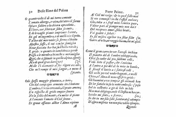 Delle rime del signor Giouanni Palma, tra gl'Infuriati academici napolitani l'Impaziente, prima, e seconda parte. Per pascolo degl'ingegni studiosi delle pure poesie toscane date alla luce nel mondo