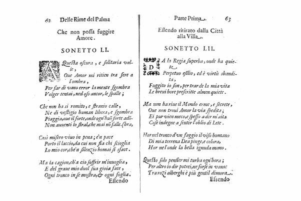 Delle rime del signor Giouanni Palma, tra gl'Infuriati academici napolitani l'Impaziente, prima, e seconda parte. Per pascolo degl'ingegni studiosi delle pure poesie toscane date alla luce nel mondo