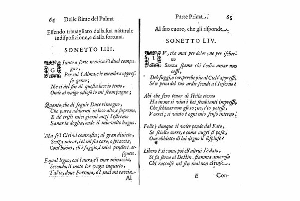 Delle rime del signor Giouanni Palma, tra gl'Infuriati academici napolitani l'Impaziente, prima, e seconda parte. Per pascolo degl'ingegni studiosi delle pure poesie toscane date alla luce nel mondo
