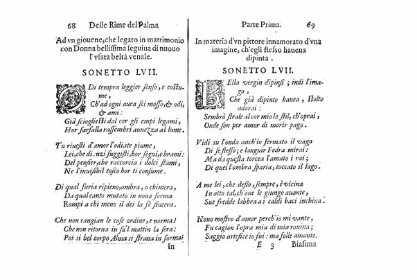 Delle rime del signor Giouanni Palma, tra gl'Infuriati academici napolitani l'Impaziente, prima, e seconda parte. Per pascolo degl'ingegni studiosi delle pure poesie toscane date alla luce nel mondo