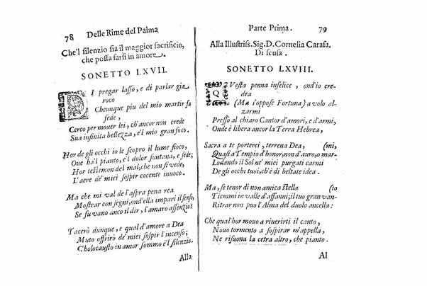 Delle rime del signor Giouanni Palma, tra gl'Infuriati academici napolitani l'Impaziente, prima, e seconda parte. Per pascolo degl'ingegni studiosi delle pure poesie toscane date alla luce nel mondo