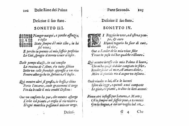 Delle rime del signor Giouanni Palma, tra gl'Infuriati academici napolitani l'Impaziente, prima, e seconda parte. Per pascolo degl'ingegni studiosi delle pure poesie toscane date alla luce nel mondo