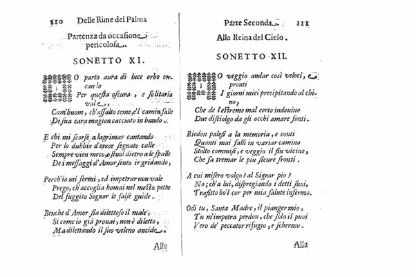 Delle rime del signor Giouanni Palma, tra gl'Infuriati academici napolitani l'Impaziente, prima, e seconda parte. Per pascolo degl'ingegni studiosi delle pure poesie toscane date alla luce nel mondo