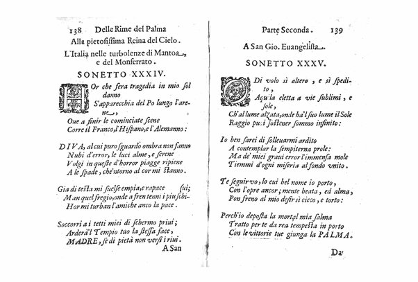 Delle rime del signor Giouanni Palma, tra gl'Infuriati academici napolitani l'Impaziente, prima, e seconda parte. Per pascolo degl'ingegni studiosi delle pure poesie toscane date alla luce nel mondo