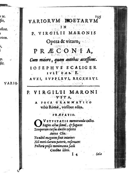 Catalecta Virgilii & aliorum poëtarum Latinorum veterum poematia: cum commentariis Iosephi Scaligeri Iul. Caes. fil