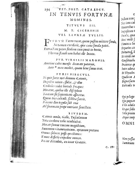 Catalecta Virgilii & aliorum poëtarum Latinorum veterum poematia: cum commentariis Iosephi Scaligeri Iul. Caes. fil