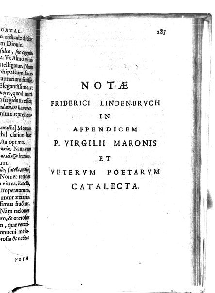 Catalecta Virgilii & aliorum poëtarum Latinorum veterum poematia: cum commentariis Iosephi Scaligeri Iul. Caes. fil