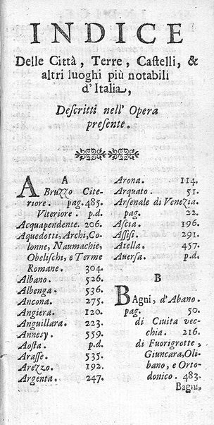 Il nuouo itinerario d'Italia di Francesco Scotti ora corretto, supplito, & accresciuto di molte erudizioni istoriche, e di figure in rame; nel quale si descriuono li viaggi principali della medesima, gli stati, città, isole, porti, fortezze & altri luoghi, e loro curiosità e distanze; con la notizia de' vescouati, e arciuescouati compresi in essa