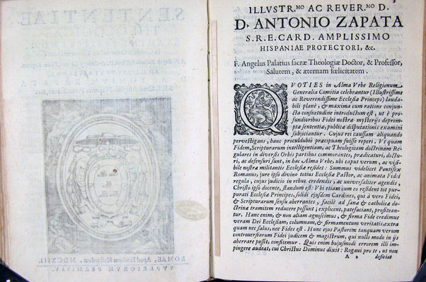 Sententiae theologicae examini subiiciendae, in comitijs generalibus Carmelitarum. A P. Angelo Palatio S. theol. D. & collegij Carmel. Ticin. regente. Ad ... Antonium Zapata S.R.E. card. ...