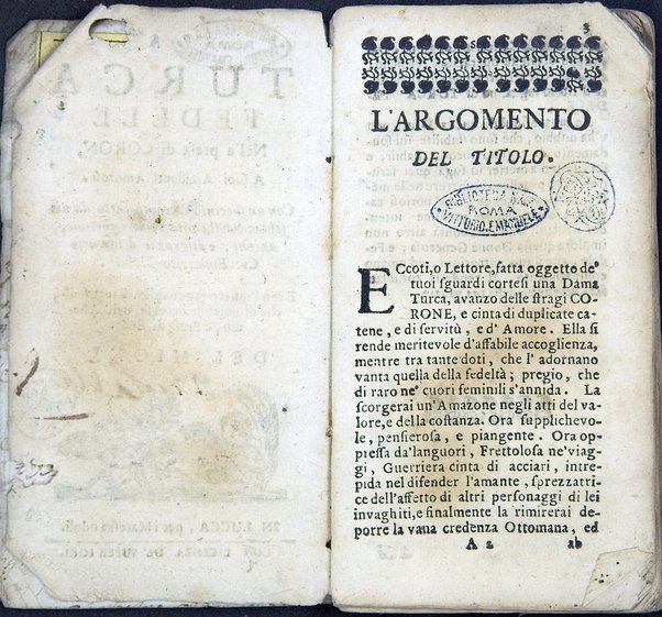 La Turca fedele nella presa di Coron, a suoi accidenti amorosi. Con un succinto racconto fatto da un schiavo della vita, amori fortune, azioni, e disgrazie del famoso co. Emmerico Techelì. E con l'intiero ragguaglio di tutto ciò, che di notabile occorse nell'assedio, e presa di Buda. Del Mioni