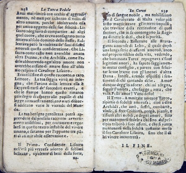 La Turca fedele nella presa di Coron, a suoi accidenti amorosi. Con un succinto racconto fatto da un schiavo della vita, amori fortune, azioni, e disgrazie del famoso co. Emmerico Techelì. E con l'intiero ragguaglio di tutto ciò, che di notabile occorse nell'assedio, e presa di Buda. Del Mioni