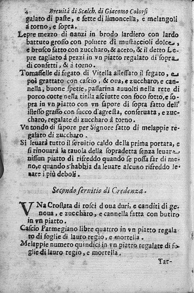 Breuita' di scalcaria di Giacomo Colorsi da Pelestrina per li giouani virtuosi. All'ill.mo & reu.mo ... card. Degli Albizi