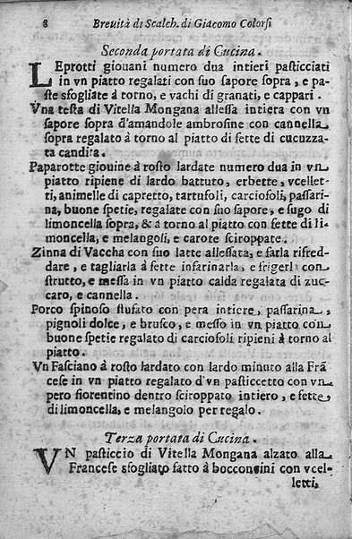 Breuita' di scalcaria di Giacomo Colorsi da Pelestrina per li giouani virtuosi. All'ill.mo & reu.mo ... card. Degli Albizi