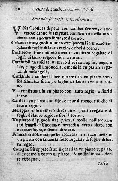 Breuita' di scalcaria di Giacomo Colorsi da Pelestrina per li giouani virtuosi. All'ill.mo & reu.mo ... card. Degli Albizi