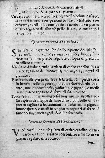 Breuita' di scalcaria di Giacomo Colorsi da Pelestrina per li giouani virtuosi. All'ill.mo & reu.mo ... card. Degli Albizi