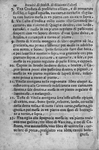 Breuita' di scalcaria di Giacomo Colorsi da Pelestrina per li giouani virtuosi. All'ill.mo & reu.mo ... card. Degli Albizi