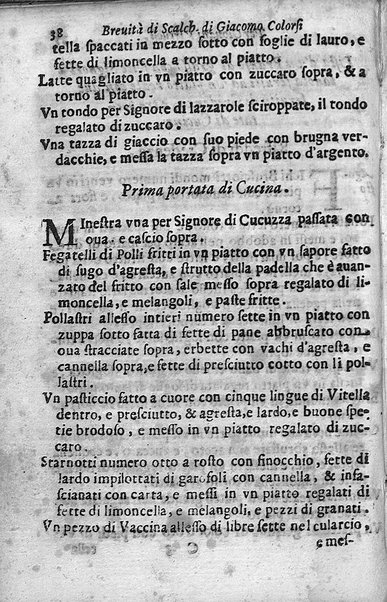 Breuita' di scalcaria di Giacomo Colorsi da Pelestrina per li giouani virtuosi. All'ill.mo & reu.mo ... card. Degli Albizi