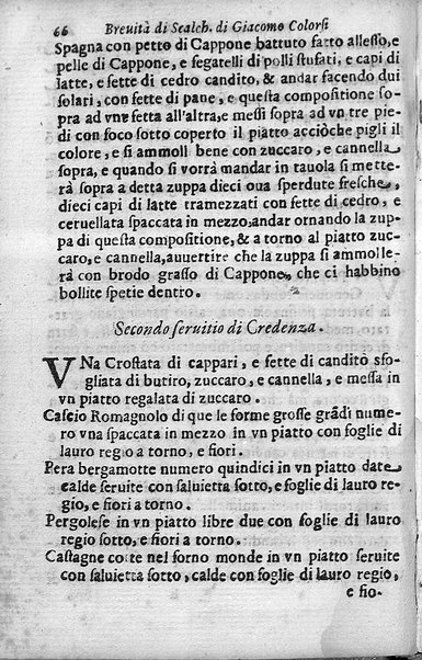 Breuita' di scalcaria di Giacomo Colorsi da Pelestrina per li giouani virtuosi. All'ill.mo & reu.mo ... card. Degli Albizi