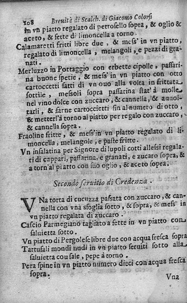 Breuita' di scalcaria di Giacomo Colorsi da Pelestrina per li giouani virtuosi. All'ill.mo & reu.mo ... card. Degli Albizi