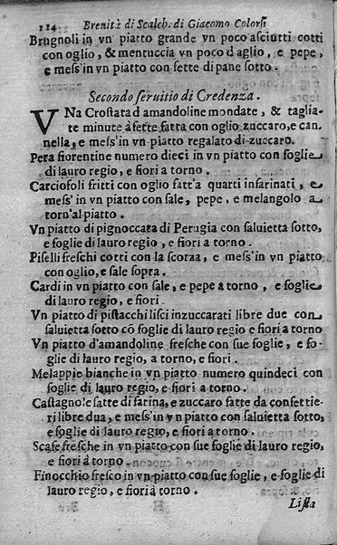 Breuita' di scalcaria di Giacomo Colorsi da Pelestrina per li giouani virtuosi. All'ill.mo & reu.mo ... card. Degli Albizi