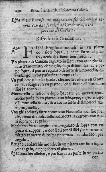 Breuita' di scalcaria di Giacomo Colorsi da Pelestrina per li giouani virtuosi. All'ill.mo & reu.mo ... card. Degli Albizi