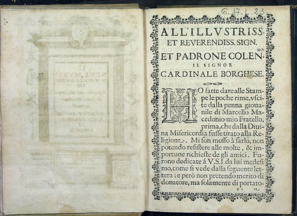 Le noue Muse di Marcello Macedonio raccolte e date alla stampa da Pietro Macedonio suo fratello all'ill.mo e reu.mo sig.re il sig.r cardinale Borghese