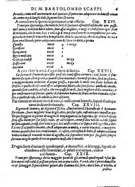 Opera di Bartolomeo Scappi mastro dell'arte del cucinare, con la quale si può ammaestrare qualsivoglia cuoco, scalco, trinciante, o mastro di casa. Diuisa in sei libri. ... Con le figure che fanno dibisogno nella cucina. Aggiuntoui nuouamente il Trinciante, & il Mastro di casa. ...