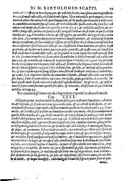 Opera di Bartolomeo Scappi mastro dell'arte del cucinare, con la quale si può ammaestrare qualsivoglia cuoco, scalco, trinciante, o mastro di casa. Diuisa in sei libri. ... Con le figure che fanno dibisogno nella cucina. Aggiuntoui nuouamente il Trinciante, & il Mastro di casa. ...