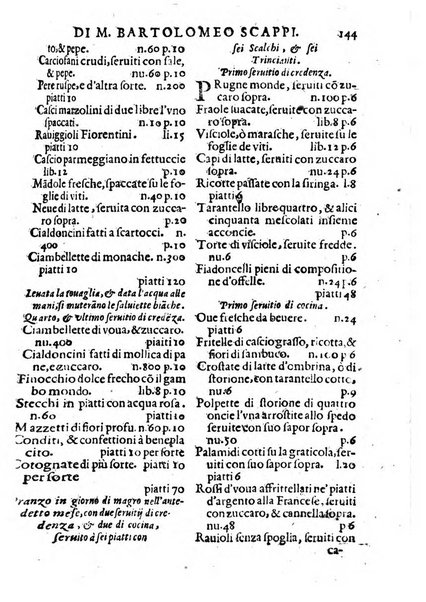 Opera di Bartolomeo Scappi mastro dell'arte del cucinare, con la quale si può ammaestrare qualsivoglia cuoco, scalco, trinciante, o mastro di casa. Diuisa in sei libri. ... Con le figure che fanno dibisogno nella cucina. Aggiuntoui nuouamente il Trinciante, & il Mastro di casa. ...