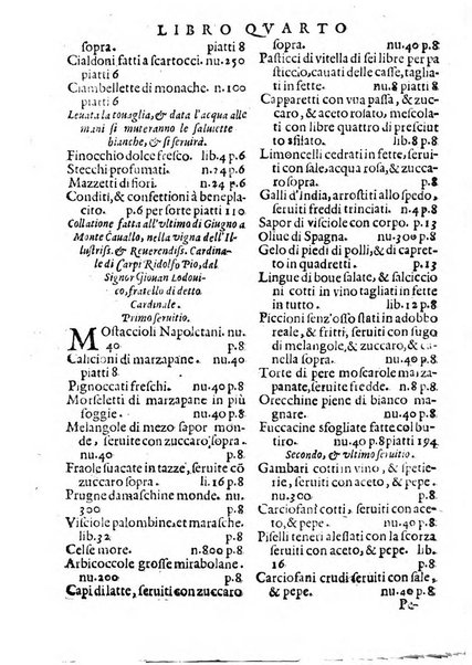 Opera di Bartolomeo Scappi mastro dell'arte del cucinare, con la quale si può ammaestrare qualsivoglia cuoco, scalco, trinciante, o mastro di casa. Diuisa in sei libri. ... Con le figure che fanno dibisogno nella cucina. Aggiuntoui nuouamente il Trinciante, & il Mastro di casa. ...