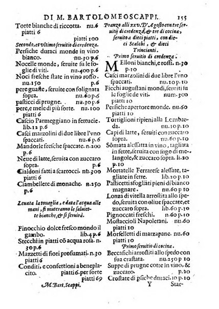 Opera di Bartolomeo Scappi mastro dell'arte del cucinare, con la quale si può ammaestrare qualsivoglia cuoco, scalco, trinciante, o mastro di casa. Diuisa in sei libri. ... Con le figure che fanno dibisogno nella cucina. Aggiuntoui nuouamente il Trinciante, & il Mastro di casa. ...