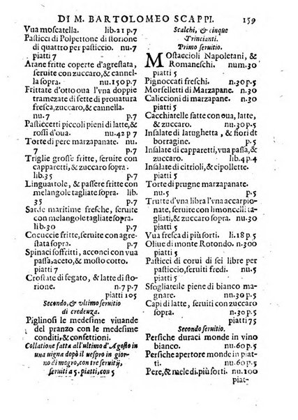 Opera di Bartolomeo Scappi mastro dell'arte del cucinare, con la quale si può ammaestrare qualsivoglia cuoco, scalco, trinciante, o mastro di casa. Diuisa in sei libri. ... Con le figure che fanno dibisogno nella cucina. Aggiuntoui nuouamente il Trinciante, & il Mastro di casa. ...