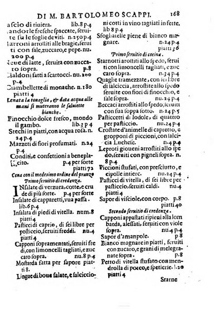 Opera di Bartolomeo Scappi mastro dell'arte del cucinare, con la quale si può ammaestrare qualsivoglia cuoco, scalco, trinciante, o mastro di casa. Diuisa in sei libri. ... Con le figure che fanno dibisogno nella cucina. Aggiuntoui nuouamente il Trinciante, & il Mastro di casa. ...