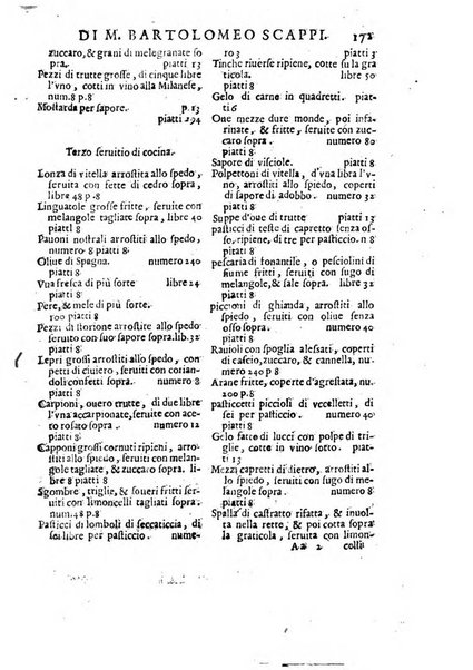 Opera di Bartolomeo Scappi mastro dell'arte del cucinare, con la quale si può ammaestrare qualsivoglia cuoco, scalco, trinciante, o mastro di casa. Diuisa in sei libri. ... Con le figure che fanno dibisogno nella cucina. Aggiuntoui nuouamente il Trinciante, & il Mastro di casa. ...