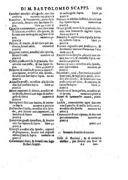 Opera di Bartolomeo Scappi mastro dell'arte del cucinare, con la quale si può ammaestrare qualsivoglia cuoco, scalco, trinciante, o mastro di casa. Diuisa in sei libri. ... Con le figure che fanno dibisogno nella cucina. Aggiuntoui nuouamente il Trinciante, & il Mastro di casa. ...