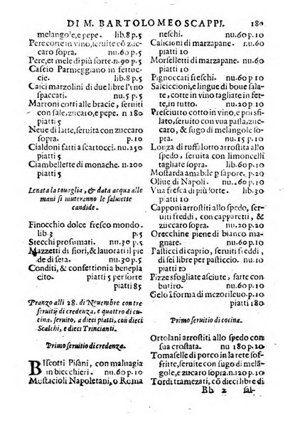 Opera di Bartolomeo Scappi mastro dell'arte del cucinare, con la quale si può ammaestrare qualsivoglia cuoco, scalco, trinciante, o mastro di casa. Diuisa in sei libri. ... Con le figure che fanno dibisogno nella cucina. Aggiuntoui nuouamente il Trinciante, & il Mastro di casa. ...