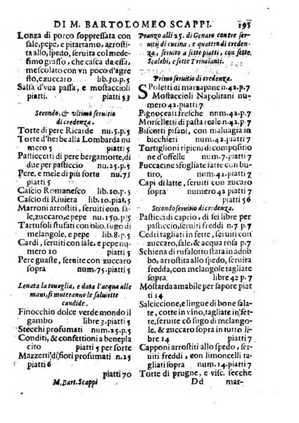 Opera di Bartolomeo Scappi mastro dell'arte del cucinare, con la quale si può ammaestrare qualsivoglia cuoco, scalco, trinciante, o mastro di casa. Diuisa in sei libri. ... Con le figure che fanno dibisogno nella cucina. Aggiuntoui nuouamente il Trinciante, & il Mastro di casa. ...