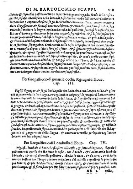 Opera di Bartolomeo Scappi mastro dell'arte del cucinare, con la quale si può ammaestrare qualsivoglia cuoco, scalco, trinciante, o mastro di casa. Diuisa in sei libri. ... Con le figure che fanno dibisogno nella cucina. Aggiuntoui nuouamente il Trinciante, & il Mastro di casa. ...