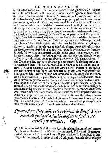 Opera di Bartolomeo Scappi mastro dell'arte del cucinare, con la quale si può ammaestrare qualsivoglia cuoco, scalco, trinciante, o mastro di casa. Diuisa in sei libri. ... Con le figure che fanno dibisogno nella cucina. Aggiuntoui nuouamente il Trinciante, & il Mastro di casa. ...