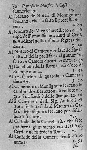 Il perfetto maestro di casa di Francesco Liberati romano. Distinto in trè libri i quali contengono vna esatta instruttione per l'vfficio di ciascun ministro, e cortegiano di quanto appartiene all'economia; ... Con alcuni capitoli sopra le prouuisioni da farsi ne' conclaui nelle promotioni, ... Con vna esatta cognitione de tempi, aria, & acqua lauori, ... Di nuouo corretta, & ampliata dall'autore. Opera vtilissima, e necessaria al buon gouerno di qualsiuoglia corte, e casa priuata