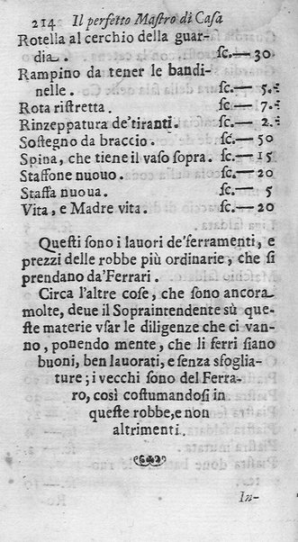 Il perfetto maestro di casa di Francesco Liberati romano. Distinto in trè libri i quali contengono vna esatta instruttione per l'vfficio di ciascun ministro, e cortegiano di quanto appartiene all'economia; ... Con alcuni capitoli sopra le prouuisioni da farsi ne' conclaui nelle promotioni, ... Con vna esatta cognitione de tempi, aria, & acqua lauori, ... Di nuouo corretta, & ampliata dall'autore. Opera vtilissima, e necessaria al buon gouerno di qualsiuoglia corte, e casa priuata